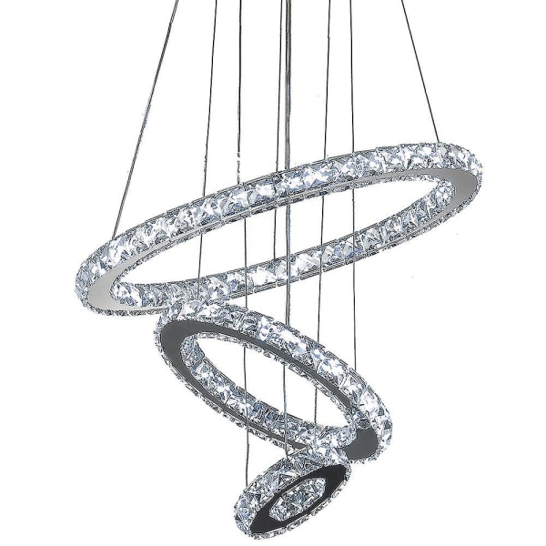 3-ringar LED-kristallkrona hängande runda taklampor