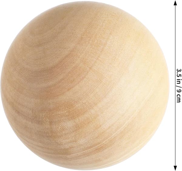 9 cm uferdig trekule for håndverk DIY-tilbehør, solid naturlig trekule