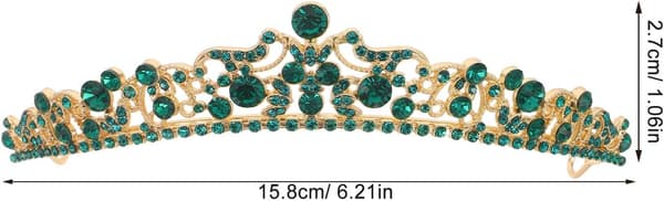 Brude Rhinestone Tiara Krone Pannebånd for kvinner, Gull Legering Grønn Full Krystall Bryllupshodeplagg