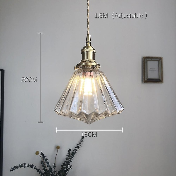18cm Messing Glas Lysekrone Led 5w Transparent Farve