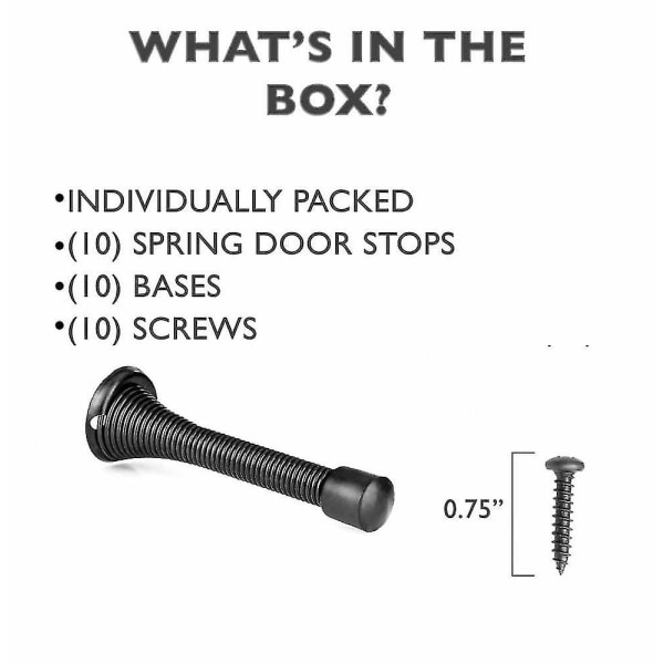 10-pakning med dørstoppere i svart - 3 tommer kraftig dørstopp