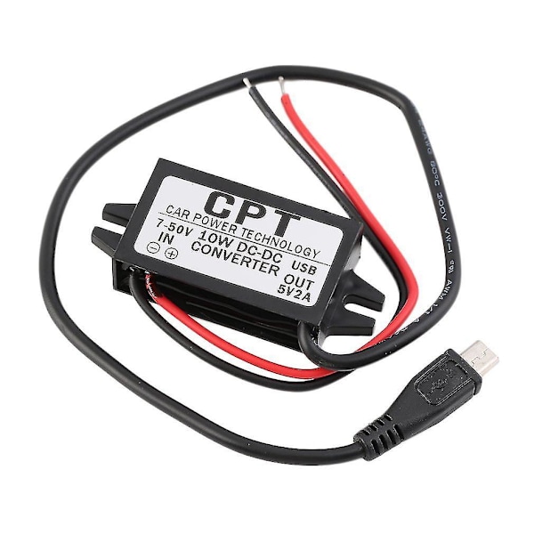 Vanntett 7-50V til 5V 2A Micro USB Konverter Bilstrøm