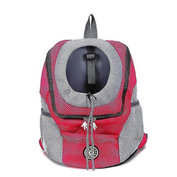 Utomhus andas hundhållare Ryggsäck Dubbel axel Portable Front Mesh Rese Pet Bags rose red L