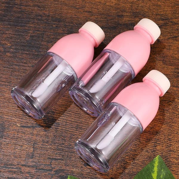 10 stk. små tomme læbeglasflasker plastrør læbeglasbeholdere med lyserøde låg til kvinder DIY makeupopbevaring