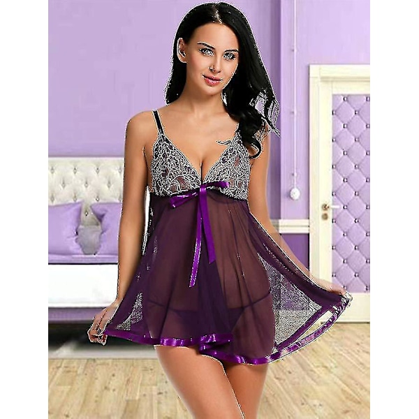 Erotisk Seksuel Lingeri Undertøj Sequin Transparent Pyjamas