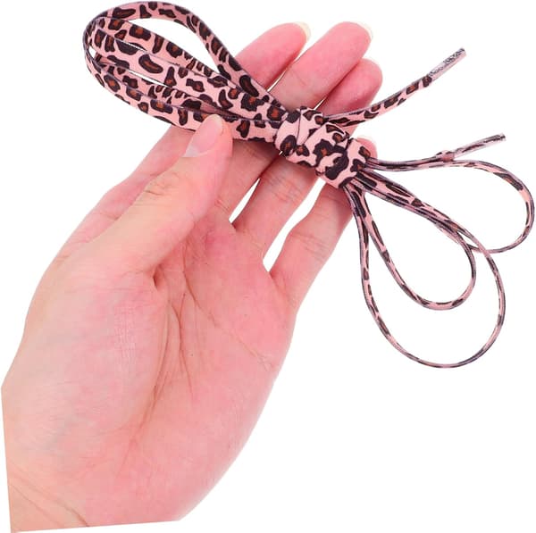 2 par leopardmønstrede flade båndsnørebånd 140 cm elastiske hurtigudløsende snørebånd