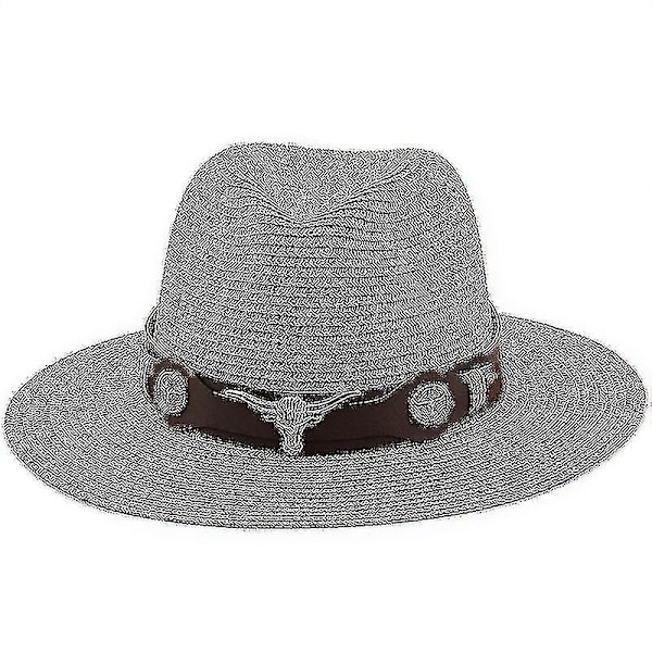 Klassisk Panamahatt Sommar Solhattar För Kvinnor Män Strand Halmhatt Light bean paste