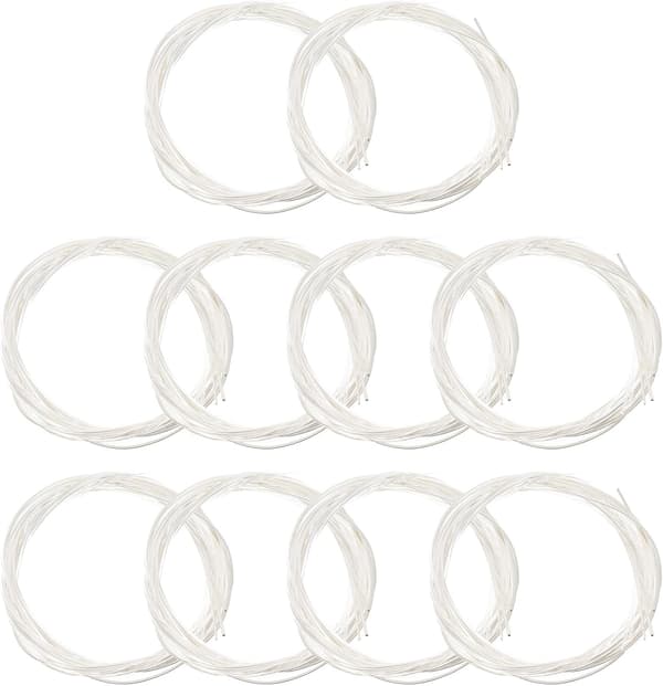 10-pack gitarr nylonsträngar folkgitarr ersättningssträngar vit nylonkärna elektropläterad