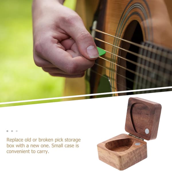 Gitarrplektrumfodral i trä Multifunktionell träförvaringsorganisatör för gitarrister och ukuleleentusiaster