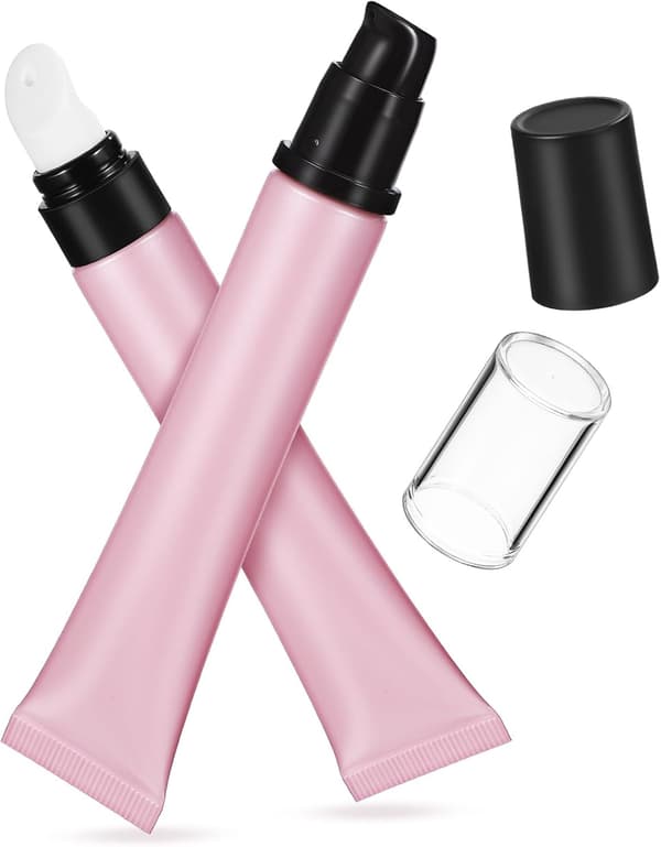 2 stk rosa lipglossbeholdere, tomme påfyllbare sminketuber