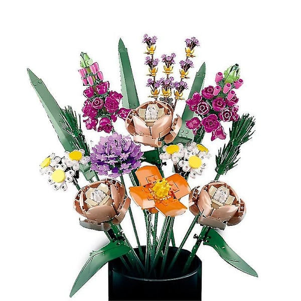 Fomantic Blomsterfugl Paradisfugl Buket Rose Byggeklodser Legetøj DIY Pottet Illustration Feriegave