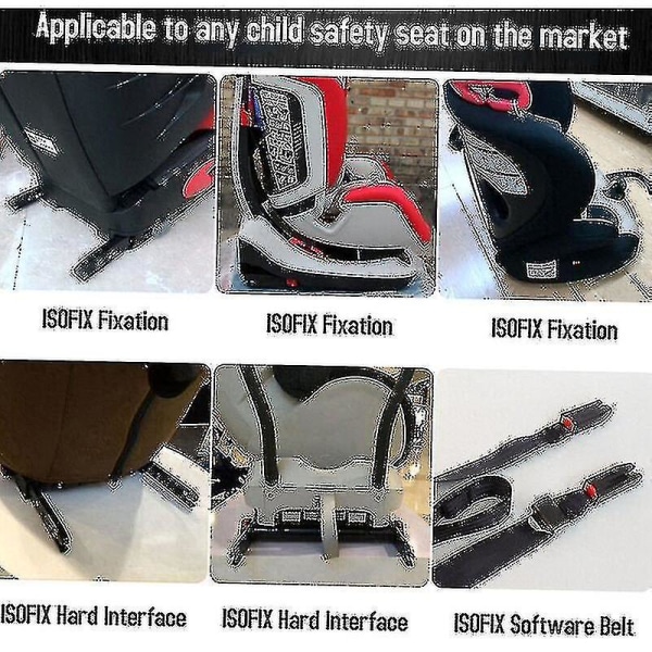 Universal Bilbarnestolbeslag Ankermonteringssæt Kompatibel Isofix Bælteforbindelse, Sort-j