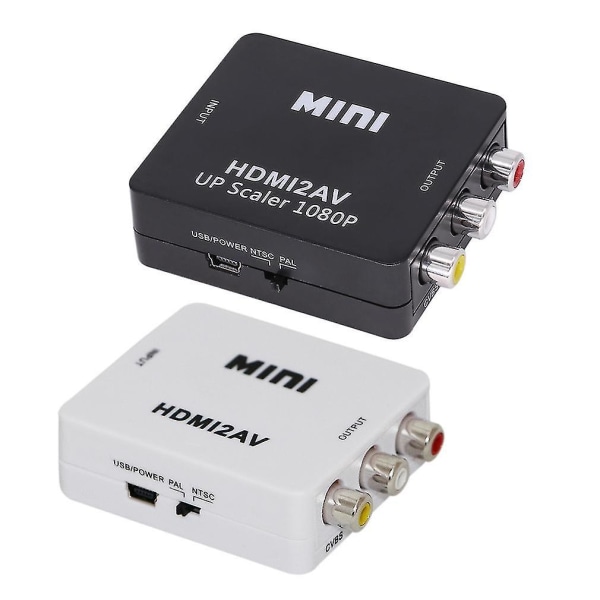 Sort Mini HDMI til RCA AV CVBS 1080p Adapter Converter