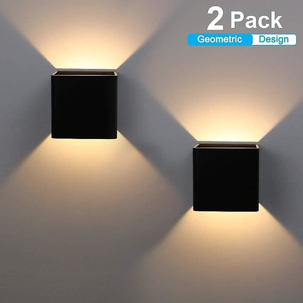 2-pak Moderne Vegglampe LED Hvit Svart Dimbar Tofarget
