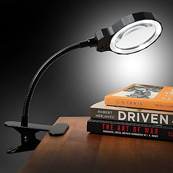 Förstoringsglas LED 3x Förstoringslampa USB-driven Klämma Optiskt Glas Förstoringsglaslins