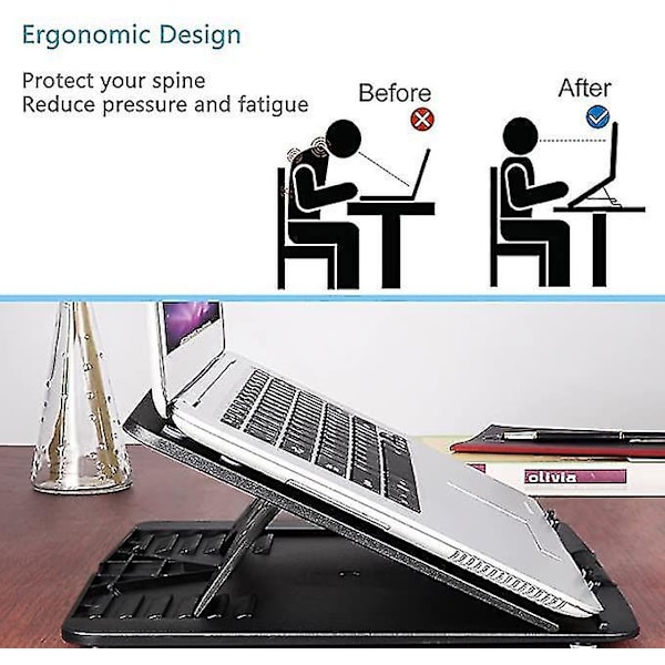 Laptop Stativ med 6 Justerbare Vinkler Foldbar Ergonomisk Holder