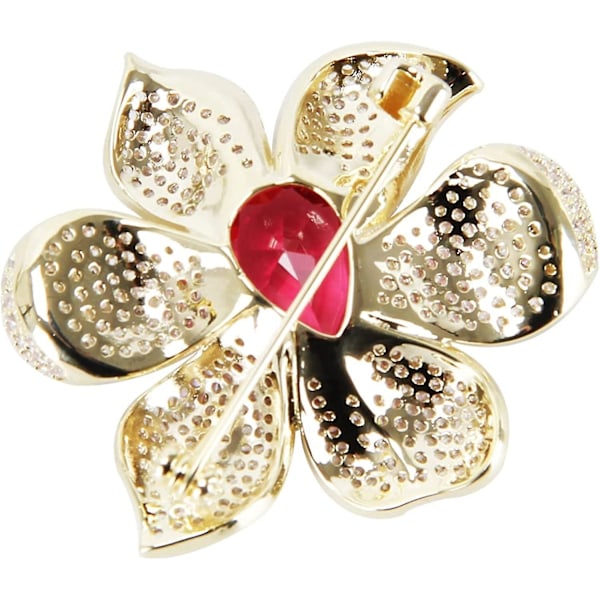 Modebroscher i guld för kvinnor, blommor, strass, röda kristaller, bröllops smycken, present