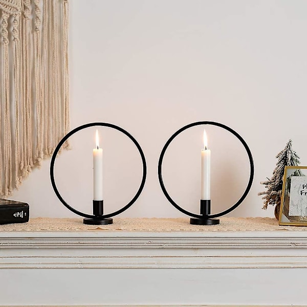 2-pack Konformade Ljusstakar i Skandinavisk Stil, Geometriska Små Ljusstakar, Smidesjärn, Globljusstake, Bordsskiva, Fest- och Bröllopsdekoration