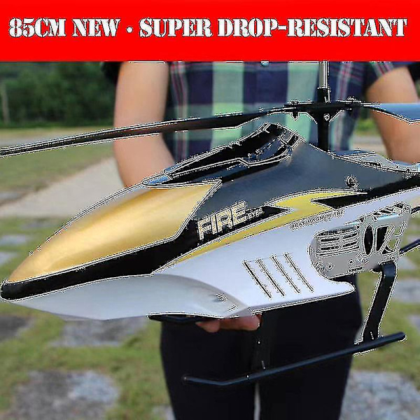 3.5ch 80cm Høj Kvalitet Ekstra Stor Fjernstyret Flyvemaskine Styrtsikker Fjernstyret Udendørs Flyvemaskine Helikopter gold1Backup battery