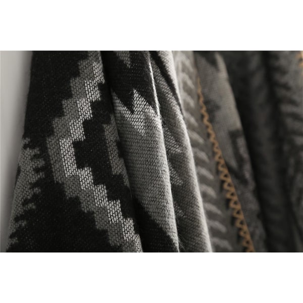 Vinter Sjal Wraps Poncho Kappe - Kvinners Varmt Åpent Foran Trykt Reversibel Overdimensjonert Teppe gray