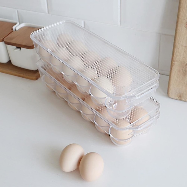 2-pack 12-äggstråg Tjock Transparent Plast Äggförvaringsbehållare