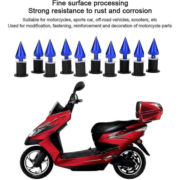 Forrude Spike Bolte, forrude M5 Skruer Møtrikker Passer til Motorcykel Modifikation (blå) 10 stk.