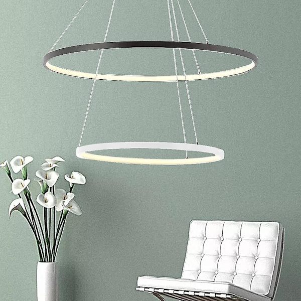 2-lyset 60 cm LED-pendellampe i aluminium, rund, dimbar