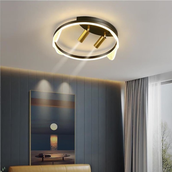 40cm LED Taklampe Nordisk Svart Gull Sirkel Design