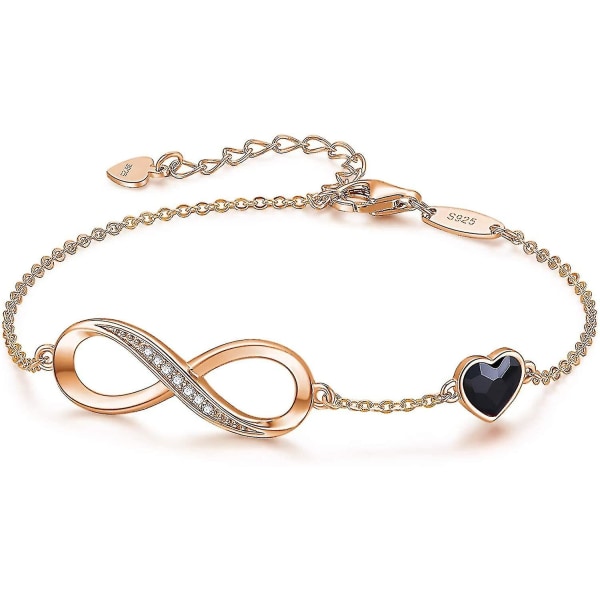 Infinity Heart Symbol Charm Armband För Kvinnor 925 Sterling Silver Justerbar Alla hjärtans dag Jeweler