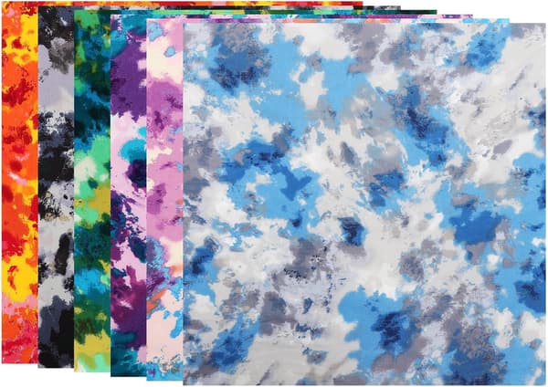 Tie-dye trykt bomullsstoff 6 stk 48x48cm DIY håndverksstoff sy lapper