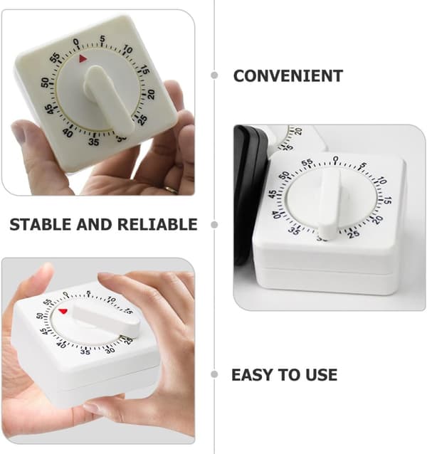 Kjøkkentimer Mekanisk Timer 60 Minutter Enkel Form Plast Metall