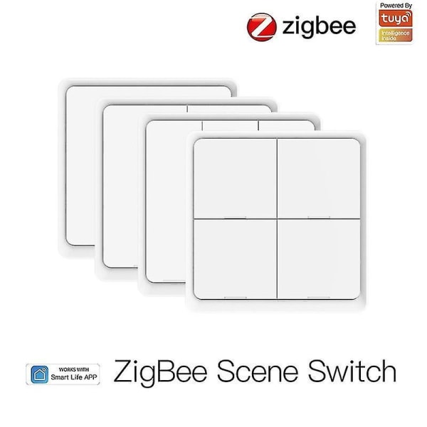 Tuya Zigbee Trådløs Smart Scene 4-Knap Scenario Switch