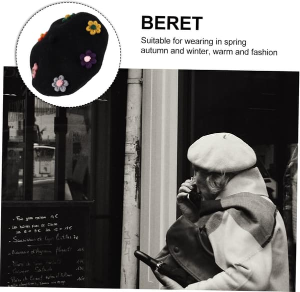 Uldbaret Hat med Blomsterdesign Stilfuld Varm Hat til Forår Efterår og Moderigtigt Børnetilbehør