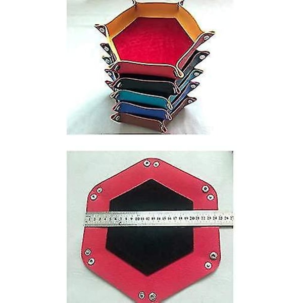Læderbakke Hexagon Møntbakke Terningfoldning PU-fløjl
