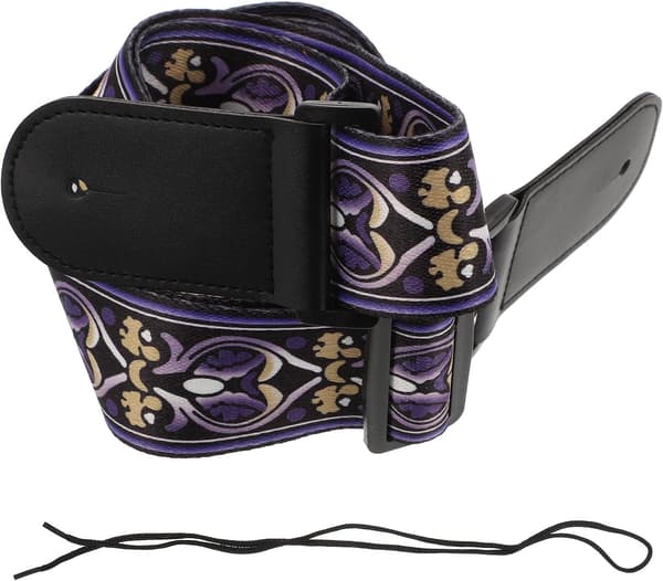 Bärbar Gitarr Basrem Justerbar Längd Kreativ Polyester Pu Läder