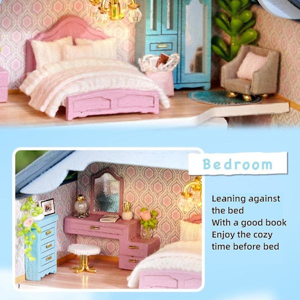 Miniatyr Dukkehustue Modell Venns Bursdagsgave Montering DIY Lekesett