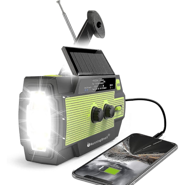 Solcelled Nødradio Håndsveiv Værslampe Lader