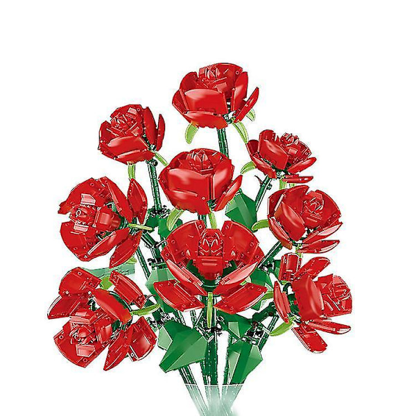 Fomantic Blomsterfugl Paradisfugl Buket Rose Byggeklodser Legetøj DIY Pottet Illustration Feriegave