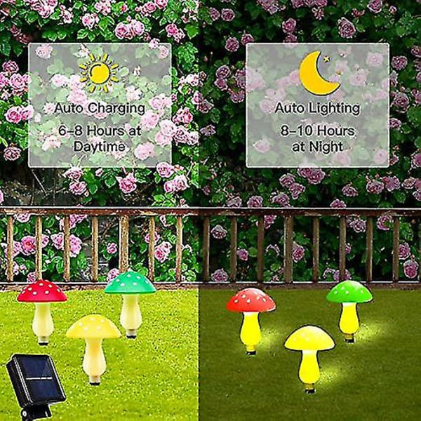 Set med 8 svampdrivna solcellsdrivna lampor för utomhusbruk, vattentäta Solar 8 lights