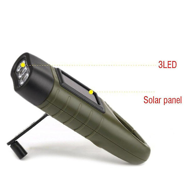 Solcellsladdad LED-nödlampa med handvev