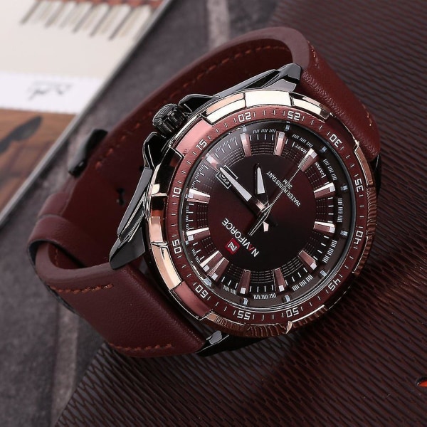 Naviforce Nf9056 Herre Quartz Armbåndsur Læderrem