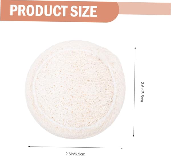 Loofah sminkefjernerputer 6,5 cm runde ansiktsrensepuff 6 stk sett