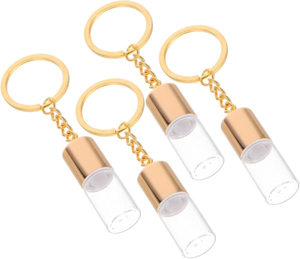 Mini Glasflaskor Nyckelring Set 4st – Tom Parfymflaska Skruvlock