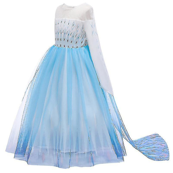 2 Elsa Tulleærme Gradient Kostume Børn Piger Performance Fancy Dre 3-4 Years Light Blue
