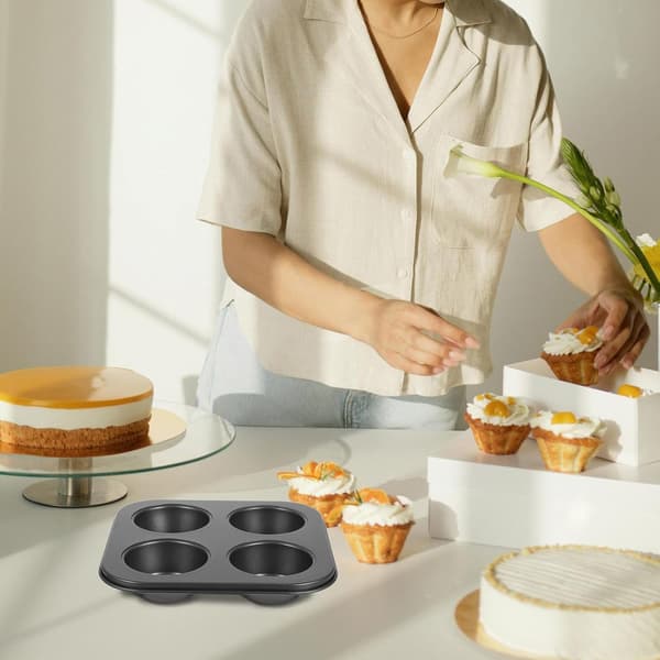 4 Gitre Non-Stick Muffinsbageplade i Kulstofstål