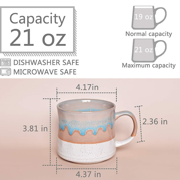 Stor Keramisk Kaffekopp, Stor Tekopp For Kontor Og Hjem, 21 Oz, Oppvaskmaskin- Og Mikrobølgeovnsikker