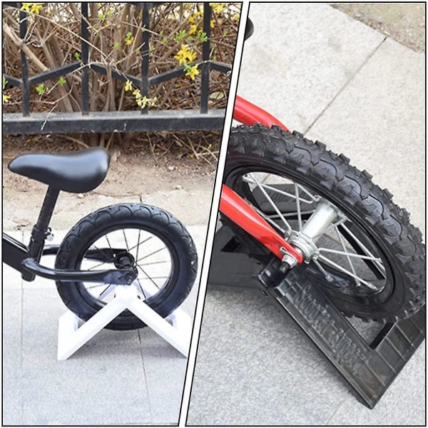 Barnbalanscykelparkeringställ Stativ Skidstyrning Fast Ram Cykelparkering Display Stödram (svart Vit) (2 st)