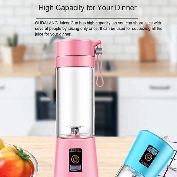 400ml Bärbar USB Elektrisk Fruktjuice Mixer Smoothie Maker Blender Skakare Flaska (Blå Sjö) violets