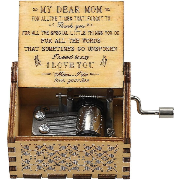 Musiikkilaatikko Vintage käsikampi kaiverrettu lahja äiti tytär