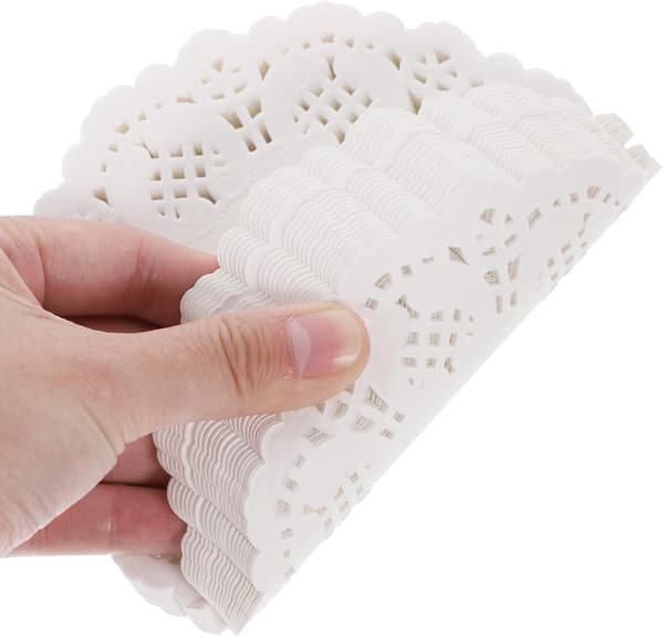 700 stk. runde papirduker for mat med elegant blondedesign, engangs non-stick papirunderlag